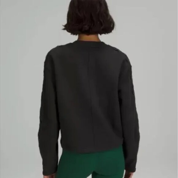 Lululemon Braided Sleeve Pullover Sweatshirt Crew Neck Athleisure Black 6 - Picture 3 of 9